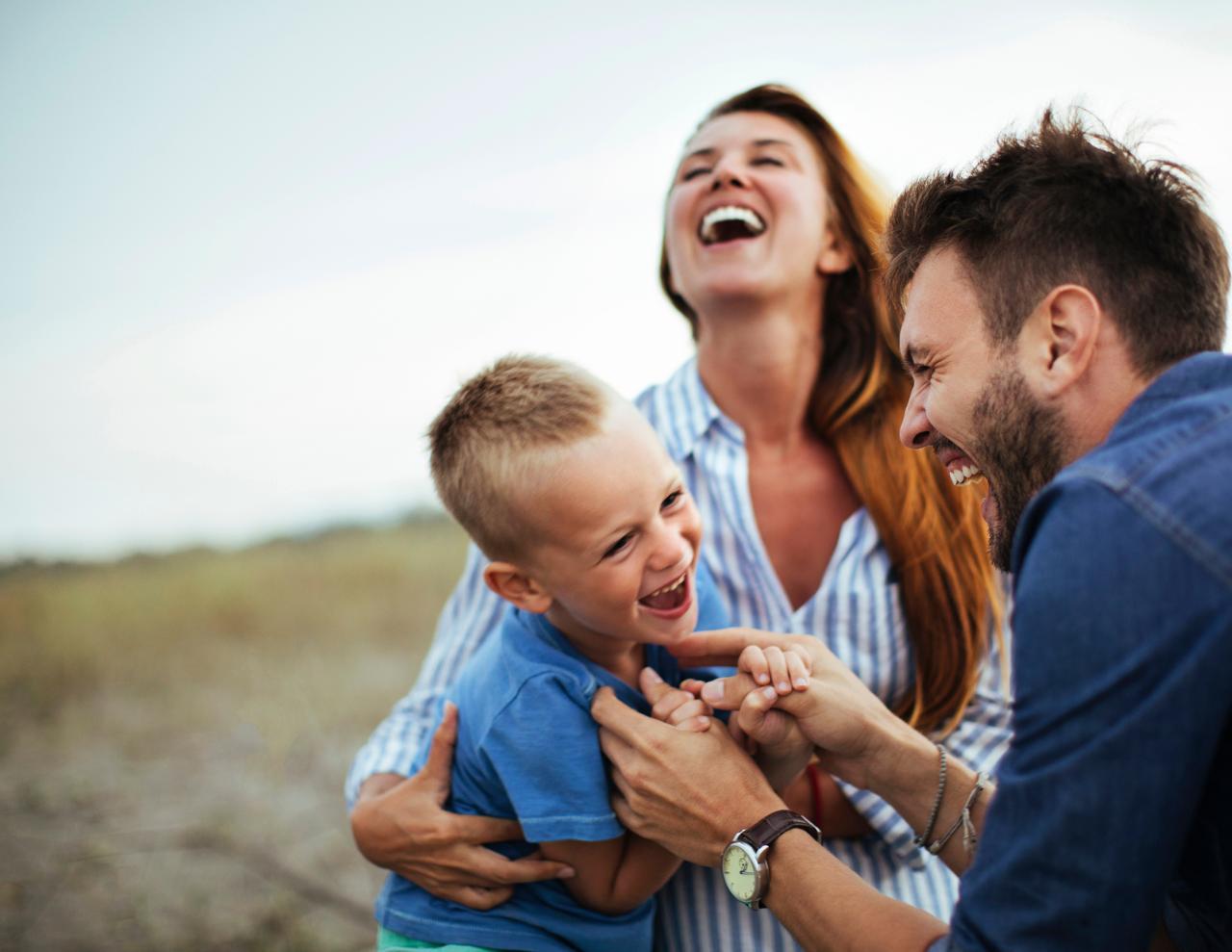 Family laughing together